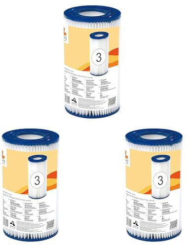 Avenli Cartucho de filtros para Piscina III, Ø 106 x 203 mm, Ø Interior 52 mm, Dispositivo de filtros para Bombas de Piscina, SPA (Paquete de 3)