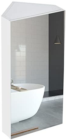ZBAOLTO Spiegelschrank Bad, Badschrank mit Spiegel, Eckspiegel Badezimmerschrank, Badschrank Hängend, Badezimmerspiegel mit Ablagen, 30 x 60 x 25 cm