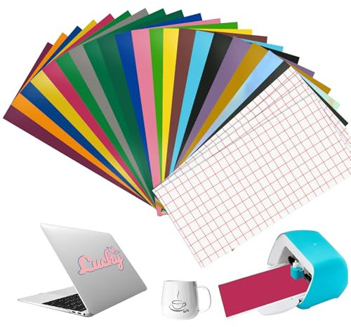 20 unidades de vinilo Smart Permanent para Cricut con 4 láminas de transferencia para plóter, 14 x 30,5 cm, accesorios para plóter Cricut Joy, lámina autoadhesiva