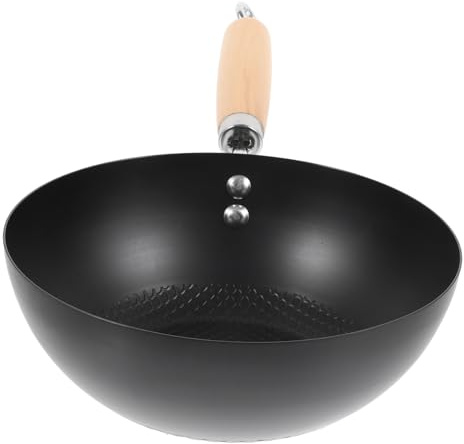 Cabilock Small Iron Wok Frying Pan for Stoves Kitchen Cookware Everyday Pan for Stir-fry Cooking