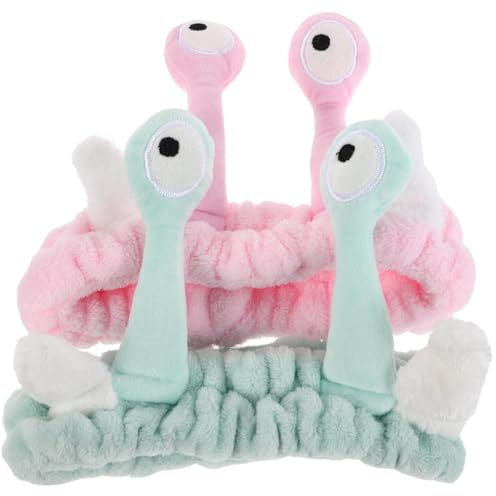 Kisangel 2stücke Teiliges Süßes Schnecken-spa-stirnband-set Rutschfeste Haar-accessoires Für Mädchen Wiederverwendbare Elastische Stirnbänder Für Gesichtswäsche Und Hautpflege