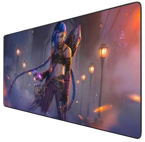 Telabakolu League of Legends Arcane Mauspad, Anime-Mousepad XXL | Großes wasserdichtes Schreibtischpad – rutschfeste Gummiunterseite, verschleißfest (90 x 40 cm)