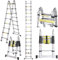 COOCHEER Scala telescopica da 5 m, in alluminio, allungabile con 16 pioli, scala pieghevole da 5 metri, scala multiuso fino a 150 kg, per soffitta e casa