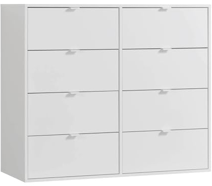 mokebo Kommode 'Die Stilvolle' (110x95x40cm) Highboard, Anrichte, Sideboard, Nachttisch, Schubladenschrank für Schlafzimmer, Flur & Kinderzimmer mit 3 Schubladen aus Holz in Weiß