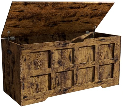 Blisswood Toy Box, Wooden Storage Chest, Large Blanket Box with Lid & Safety Hinges, Storage Bench & Toy Storage Organizer for Kids, Boys & Girls, Baby Toybox for Bedroom Playroom Living Room – Rustic