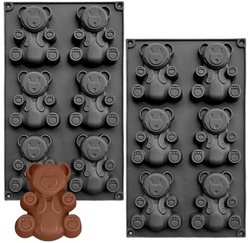 YXHZVON 2 Stück Silikonform Form einer Tragen Bär, 6 Mulden, Antihaft Küche Besondere BPA-frei, für Schokolade, Muffins, Cupcakes und Gelee (Schwarz)