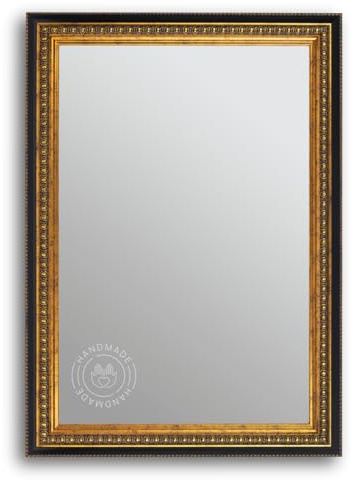 CLAMARO Wandspiegel Split, Barock Holzrahmen, Schwarz-Gold, 40 x 60 cm | Fichtenholz, Echtglas-Spiegelscheibe, HDF-Rückwand, Metall-Aufhänger, Hoch- und Querformat, handgefertigt