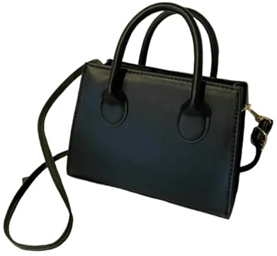 Fryloo Bag Elegante Schwarze Handtasche mit Zwei Henkeln, Chic Umhängetasche, Retro-modische kleine Tasche für Damen, täglicher Gebrauch, Arbeit, Party-schwarz