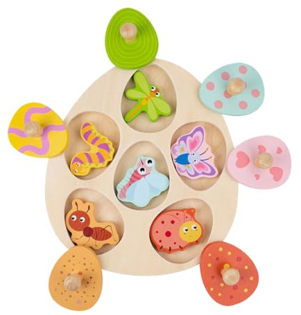 Shapes Puzzle | Wooden Fine Motor Skills Assignment Game with Game Board, Puzzle Building Blocks | for Christmas Stocking Fillers, Road Trip, Travel, School, Classroom, Girls and