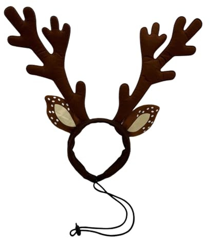 Serre-tête en bois de renne réglementable pour chien et chat - Tissu doux - Accessoire de costume de Noël - Accessoires photo de vacances - Accessoires de photographie pour animaux domestiques