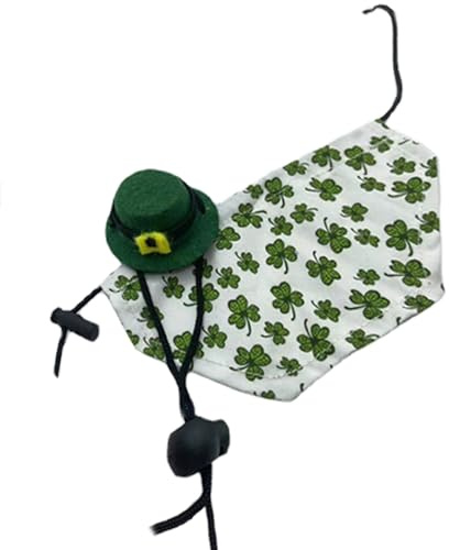 Elnwnnkc Eidechsen Kostüm Set, St Patricks Day, irisches Festival, Bartagamen, Umhang für Kleintiere, Hamster, Frettchen, Bartagamen Kostüme für Eidechsen für Umhang, Hutkostüm für Haustiere