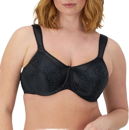 Bali Women's Satin Tracings Minimizer Underwire Bra, Black, 36C