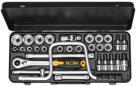 Elora Steckschlüssel-Satz 1/2 Zoll, 6-kant mit Innen-Sechskant, 31-teilig, 10-32 mm, 771-LIMU