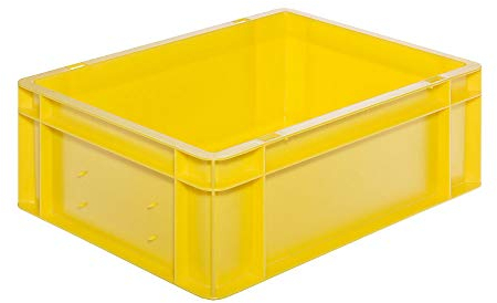 Euro-Transport-Stapelbox/Lagerbehälter, gelb, 400x300x145 mm (LxBxH), Wände u. Boden geschlossen