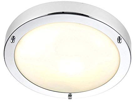 Saxby Portico 40W 300mm Dimmable Chrome Plated IP44 Flush Bathroom Ceiling Light