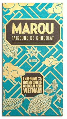 MAROU - Tablette Chocolat Noir 74% - Grand Cru Lam Dong - 80 g - Sans Lécithine, Sans Gluten - Origine Vietnam