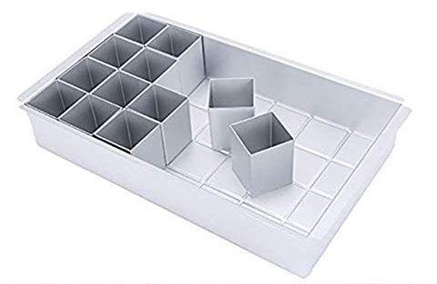 Ruilasago - Stampo per torta, 12 blocchi quadrati rimovibili, per realizzare torte con numero e lettera, combinazione Libre compleanno fai da te