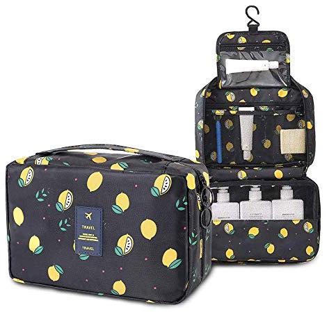 Reise Kosmetiktaschen,Hängender Wasserdichter Sammelbeutel Wäschebeutel Große Make up Tasche Kosmetischer Organisator für Damen Frauen Mädchen Lemon 22 * 45cm Polyester