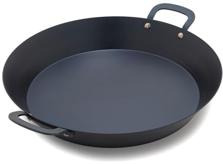 GreenPan x Bobby Flay 15” Carbon Steel Paella Pan, Pre-Seasoned, Nontoxic, PFAS-Free, Induction Compatible, Flat Bottom, Rice & Seafood Dishes, High Heat & Oven Safe Durable, Cast Iron Alternative