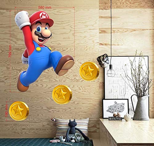 BOARA Wandaufkleber, Wandbilder Mario, Wandtattoo Super Mario Pattern 799mmX 580mm