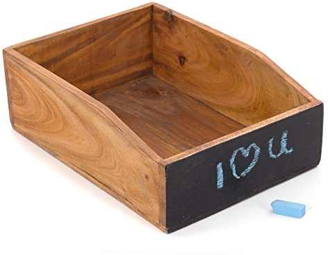 DOKUMENTENABLAGE Carta | 33 cm, Mahagoni Holzi | Büro Organizer, Schreibtisch Ablage, Dokumenten Kiste, Holz Kiste, Bürokiste mit Tafel, Schreibtisch Organizer | Farbe: 12 beschreibbar