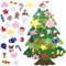 TATAFUN Feltro Albero Natale, 3.67FT della Feltolta di DIY con 25 Ornamenti Staccabili Regali di Natale di Nuovo Anno per la Decorazione della Parete del Portello dei Bambini