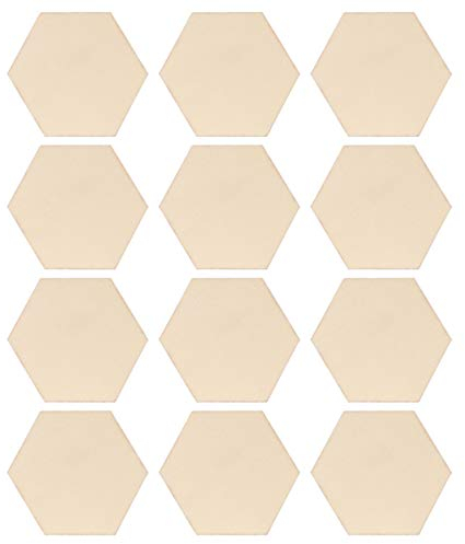 Milisten 25 Stück unlackierte Holzpiepces Hexagon Holzform Holz Hexagon Ausschnitt Formen unlackiertes Holz Ornament für DIY Kunst Handwerk Projekt, 9 x 7,8 x 0,3 cm