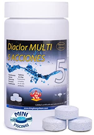 Pastillas de Cloro 5 acciones Especial Mini Piscinas Diaclor Multi 5 acciones (Pastillas 20 gr - 3 cm Diametro) 1 kg - SIN Cobre