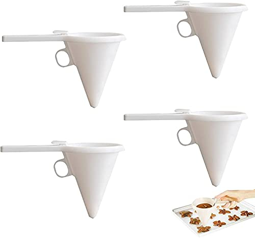 LATRAT Lot de 4 distributeurs de pâte à crêpes en plastique - Entonnoir à piston - Distributeur d'entonnoirs pour pâtisserie, décoration de gâteaux