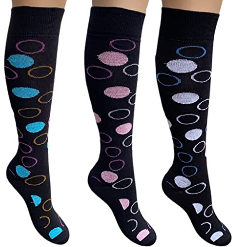 Infinity 12 Paia Calze Lunghe Donna a pois fantasia in Caldo Cotone 100% Morbide di qualità elasticizzate (Lunghe Moda)