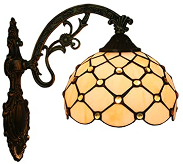 Wandstrahler Vintage Tiffany-Stil Wandbeleuchtung Buntglas Lampenschirm Wandlampe Retro Kreative Schlafzimmer Bedside Antik Dekorative Wandleuchte E27,für Café,Loft Flur Nostalgie leuchte Wand Lamp