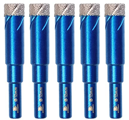Forets Mèches Diamant Carrelage 12mm - BRSCHNITT Foret Céramique pour Porcelaine,Céramique, Granit,Carrelage(5 Pièces)