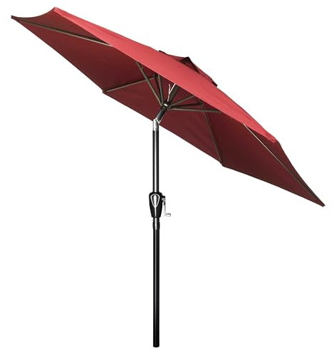 Simple Deluxe 2.28M Patio Umbrella Outdoor Table Market Yard Umbrella with Push Button Tilt, Red