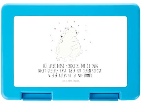 Mr. & Mrs. Panda Aufbewahrungsbox Eisbär Umarmen - Geschenk, Bento Box, Brotbox, Snackbox, Lustige Sprüche, Brotdose, Lebensmittel