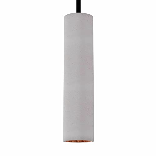 Betoniq Pendelleuchte Beton modern groß NARA27 außen grau innen kupfer - Industrial Design Betonlampe Hängelampe mit LED Glühbirne und Fassung GU10 - Hängeleuchten & Pendelleuchten in Betonoptik