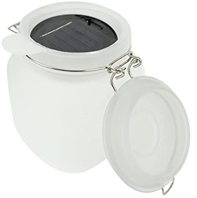 LED Solar Leuchte im Einmachglas 15 cm - weiß und mehrfarbig - Solarlampe aus Milchglas mit Einschaltautomatik - Garten Terrasse Deko Licht Beleuchtung bunt multi color