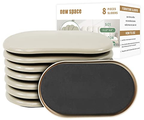 new space Ovale Möbelgleiter, 8 x 15,2 cm, wiederverwendbare Schieber für Teppiche, robuste Umzugsgeräte, leicht zu bewegen und zu schützen Möbel und Teppiche, 8 Stück