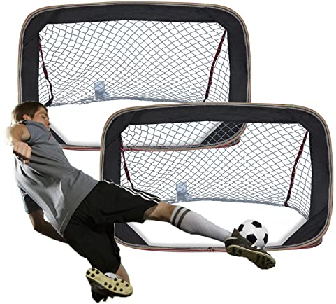 Achda Pop-Up Fußballtor 2er Set für Garten Kinder - Verschiedene Größen & Farben zur Auswahl - Robust & Leicht für Garten, Drinnen - Einfache Fußballtraining & Freizeitspiel