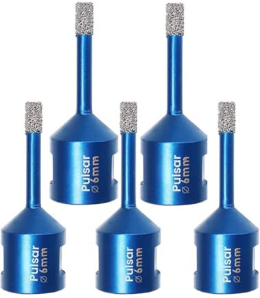5x pack Pulsar High Performance 6mm (M14) Angle Grinder Diamond Tile Dry Drill Bit for Porcelain Ceramics and Natural Stone