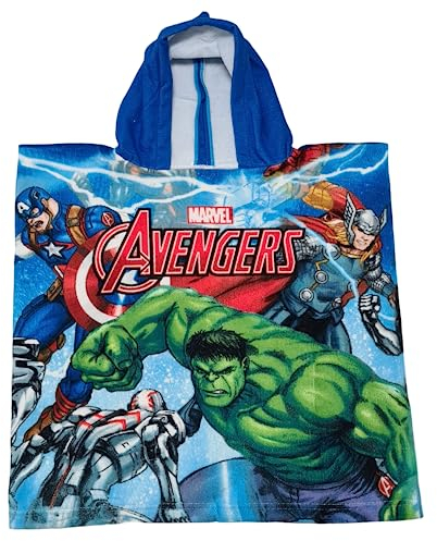 ILS I LOVE SHOPPING Poncho mit Kapuze Strandtuch Meer und Pool Bademantel Mikrofaser 55X90cm Schnell trocknend, ultraweich (für Avengers Superhelden Hulk)