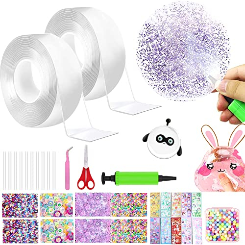 Transparent Tape Bubbles Kit,Magic Bubbles Balloon Tape Kit,Adhésif Nano Tape Double Face,Rubans à Bulles DIY Craft Kit,Bricolage Nano Tape Bubble Craft Kit pour Adulte et Enfant (32)