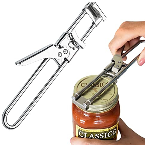 ZARADU Acier Inoxydable Ouvre Bocal Réglable,Ouvre Boîte pour Âgées Mains,Ouvre Bocal Manuel,Ouvre Cuisine pour Les Personnes Âgées, Les Personnes Souffrant d'Arthrite, Les Femmes