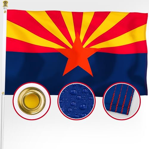 XIFAN Premium Arizona State Flagge, 90 x 152 cm, doppelseitig bestickte Sterne, robuste 210D Nylon AZ-Flaggen, die stärkste und langlebigste für draußen mit genähten Streifen/Messingösen