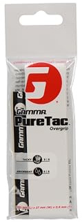 Gamma Tennis PureTac Overgrip, extra klebrig, langlebig, feuchtigkeitsabsorbierend, Weiß, Schwarz (1, 3 oder 12 Stück)