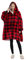 Sedefen Übergroße Hoodie Decke mit Ärmeln,Plüsch Flanell Fleece Oversized Hoodie Sweatshirt,Sherpa Kapuzenpullover mit Reißverschluss,Flauschig Sweatshirt Deck Für Damen Herren,Rot Kariert