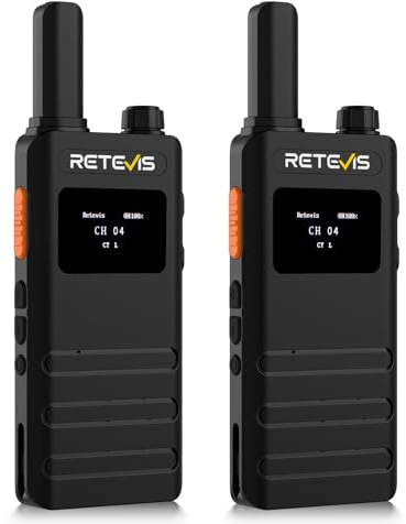 Retevis B63S Walkie Talkie Rechargeable, PMR446 15 mm Slim 2 Way Radio, New Version of RT622P (3.0), USB C, LCD Screen, VOX, 103g Handheld Professional Walkie-Talkie for Camping Family (2 Pcs, Black)
