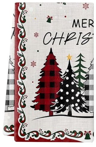 Calager Paño de cocina de Navidad para cocina, trapo de limpieza rectangular absorbente de agua, muñeco de nieve, gnomo y árbol de copo de nieve, paños de cocina suaves y lavables I