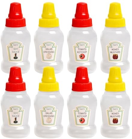 MAXQUU 8 Pieces Mini Squeeze Bottles, Portable Squeeze Bottles, Camping Squeeze Bottles, Honey, Ketchup Squeeze Bottles, Soy Sauce, Salad Squeeze Bottles, Picnic, Lunch Squeeze Bottles