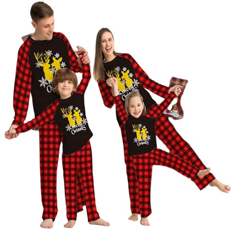 TEidea Weihnachts Pyjama Weihnachts -Pjs Für Familie - Weihnachtsbaum, Weihnachtsmann Und Hirschdruck Für Erwachsene, Kinder Und Babys-Ich-Kinder-10T