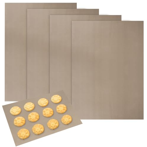 X-BLTU 4 Pack Extra Large Teflon Oven Liner, 60x40cm, Non-Stick Silicone Baking Mat, Heat-Resistant Reusable Baking Sheet Tray for Bottom of Oven, Bread, Biscuits, Meat